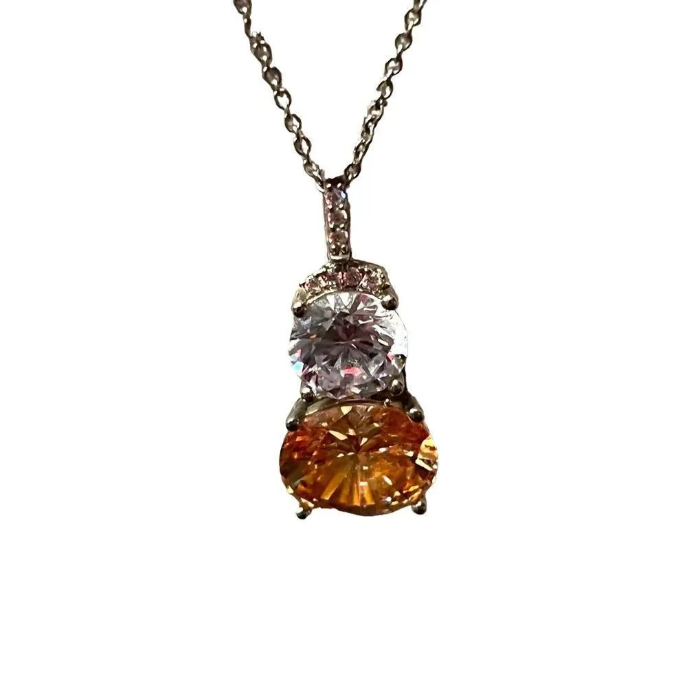 NWOT Crislu silver, CZ and champagne stone pendant necklace. Perfect condition! - Picture 2 of 4